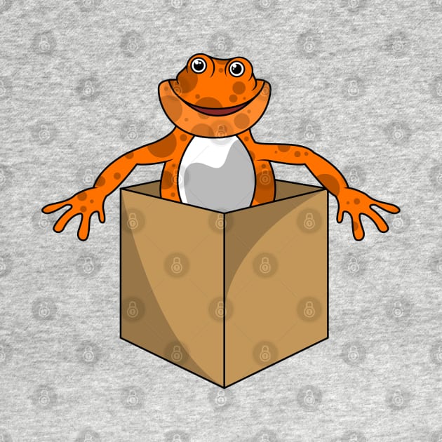 Crazy frog looks out of a box by Markus Schnabel